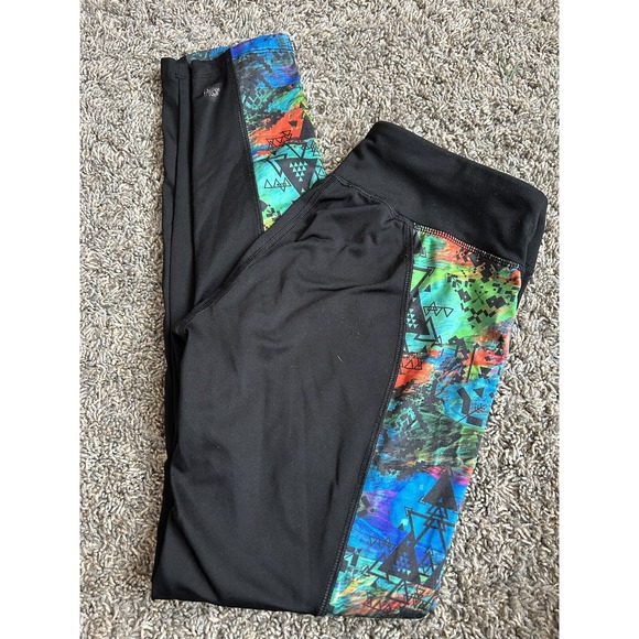 LuLaRoe Pants - Lularoe Leggings Active Wear Medium Black With Multicolor Aztec Side Print